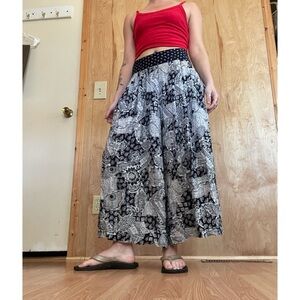 Black & White Patterned Midi Skirt